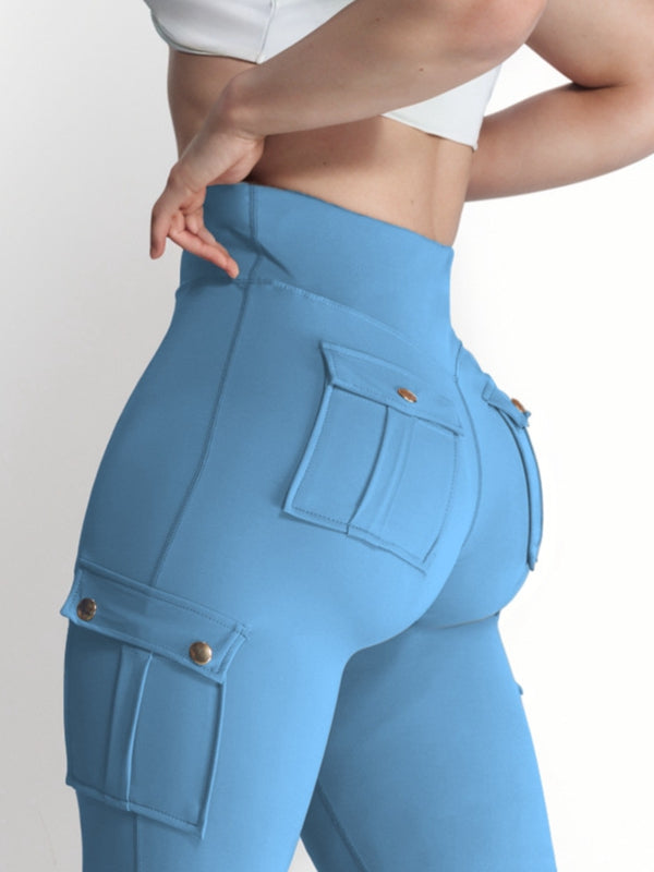BUYCO Female Pocket High-rise Cargo Style Cropped Leggings