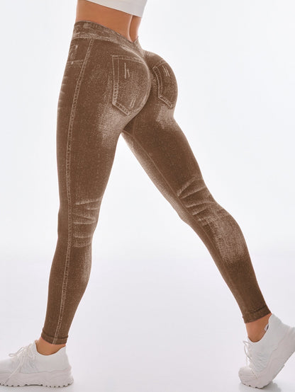BUYCO Female Deep V Back Denim Ruched Back Leggings