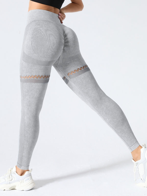 BUYCO Female Fishnet Denim Ruched Back Hip-lift Leggings
