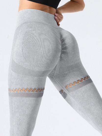 BUYCO Female Fishnet Denim Ruched Back Hip-lift Leggings