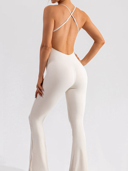 BUYCO Female Cross Back Split Flare Fit Jumpsuit