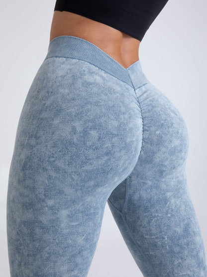 BUYCO Female Denim Deep V Back Ruched Back Leggings
