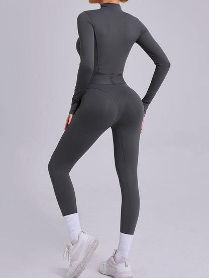BUYCO Female Push-Up Mesh Thumbhole Zipper Jumpsuit