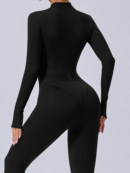BUYCO Female Push-Up Mesh Thumbhole Zipper Jumpsuit