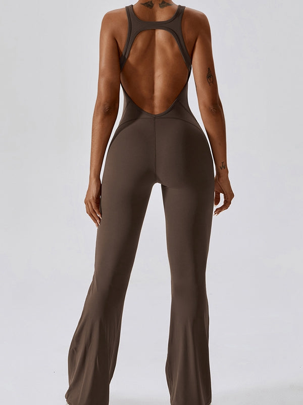 BUYCO Female Hollow Out Backless Flare Jumpsuit