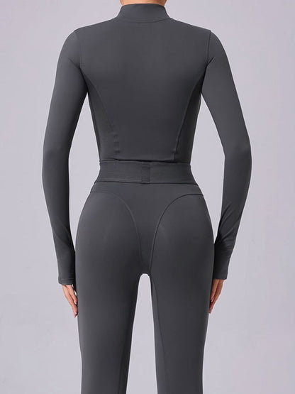 BUYCO Female Push-Up Mesh Thumbhole Zipper Jumpsuit