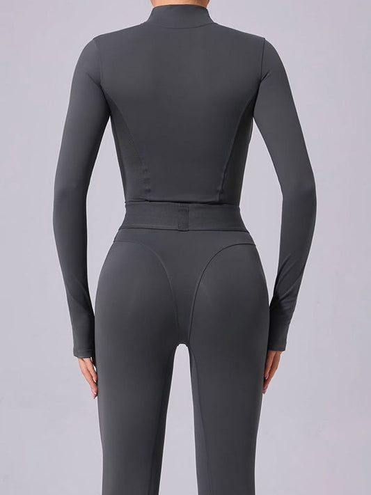 BUYCO Female Push-Up Mesh Thumbhole Zipper Jumpsuit
