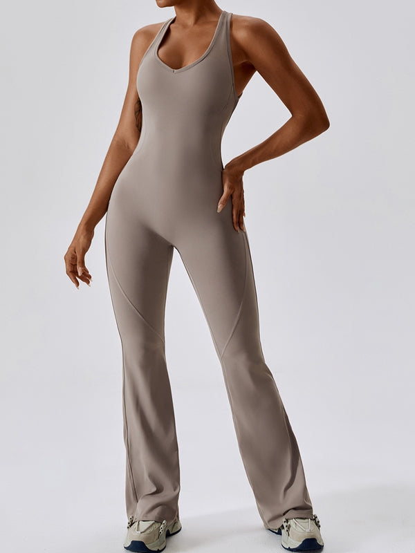 BUYCO Female Hollow Out Backless Flare Jumpsuit