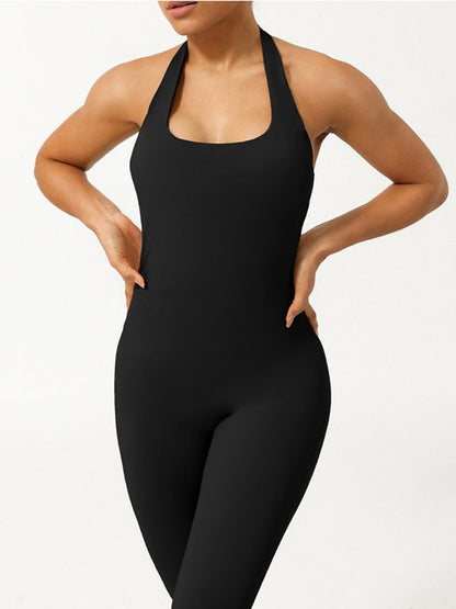 BUYCO Female U Collar Halter Ruched Back Jumpsuit