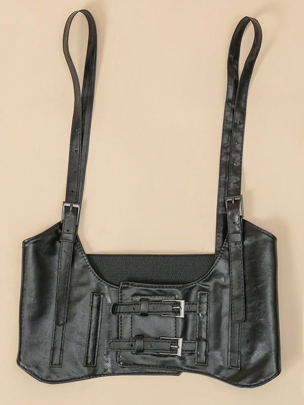 BUYCO Female Faux Leather Punk Retro Shapewear