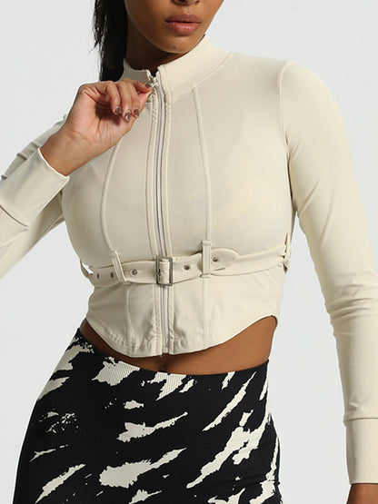 BUYCO Female Sassy Buttons Zipper Stand Collar Jackets