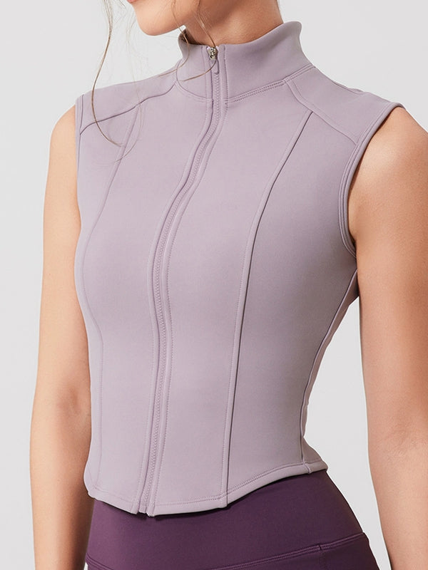 BUYCO Female Fleece Stand Up Collar Zipper Tank