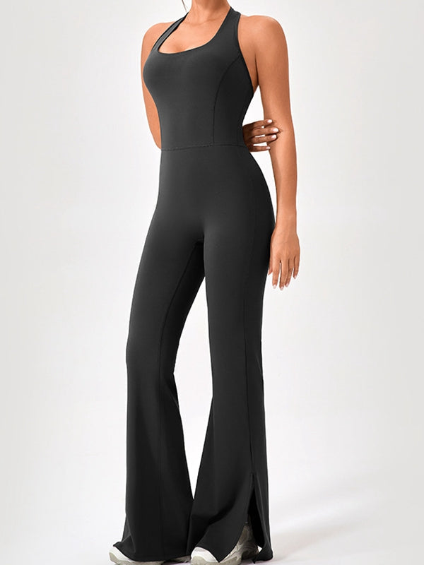 BUYCO Female Halter Flare Split Jumpsuit