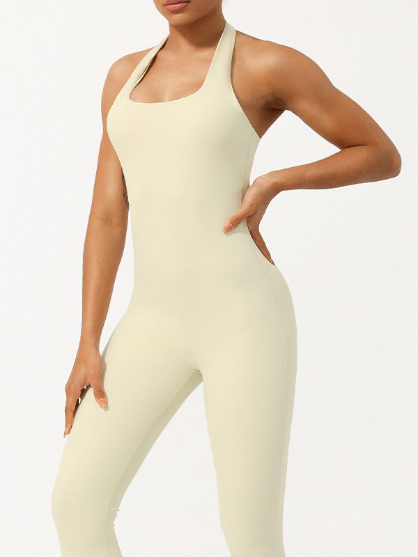 BUYCO Female U Collar Halter Ruched Back Jumpsuit
