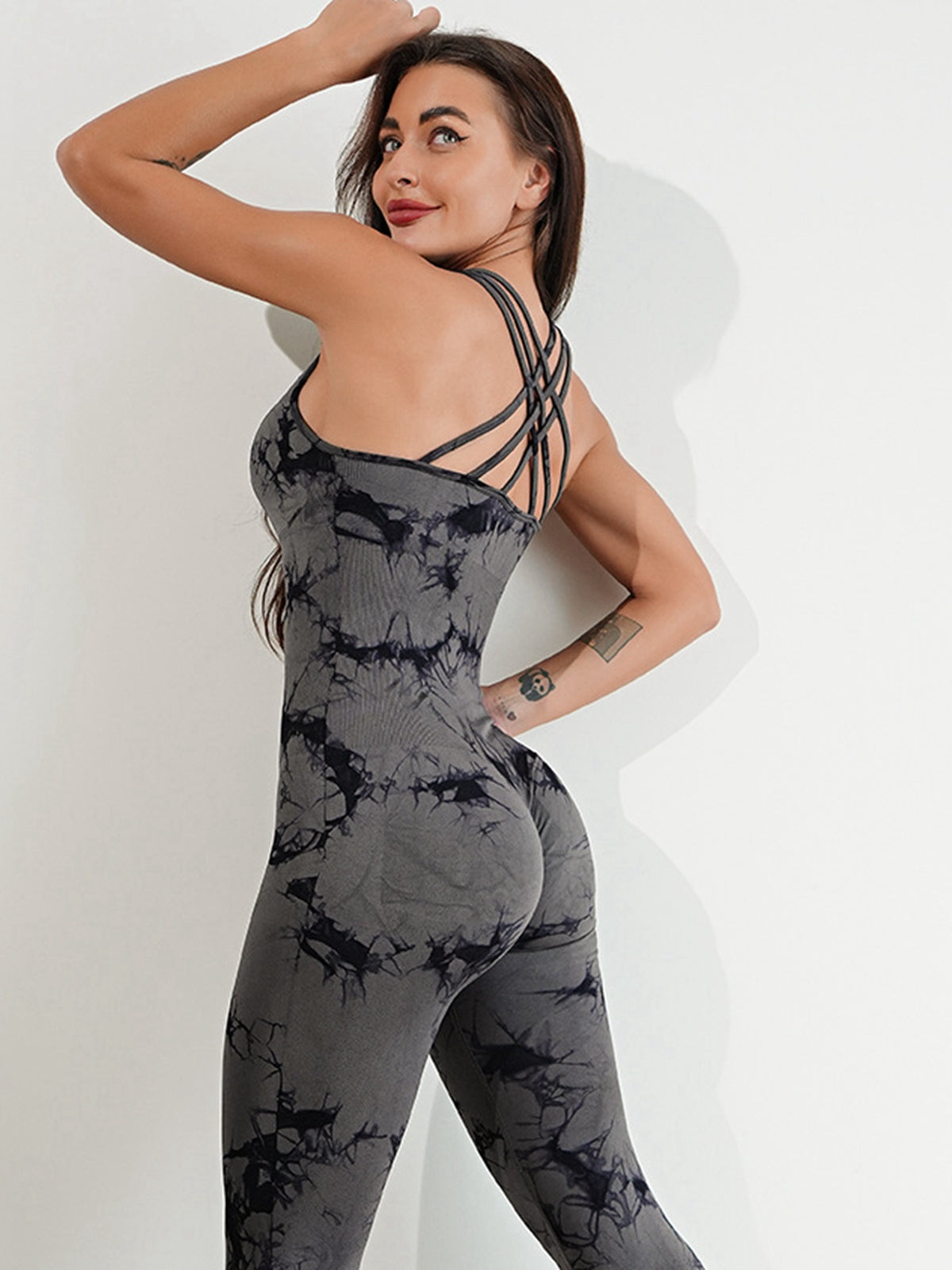 BUYCO Female Modern Tie-dye Cross Back Jumpsuit