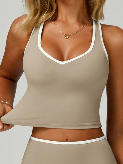 BUYCO Female Contrast Color Stripe Hollow Out Tank