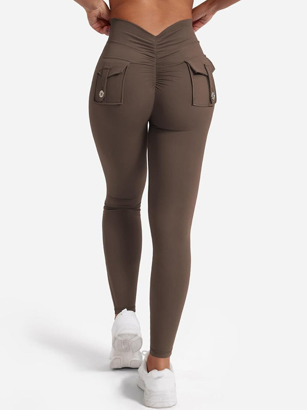 BUYCO Female Deep V Back Pocket Cargo Leggings