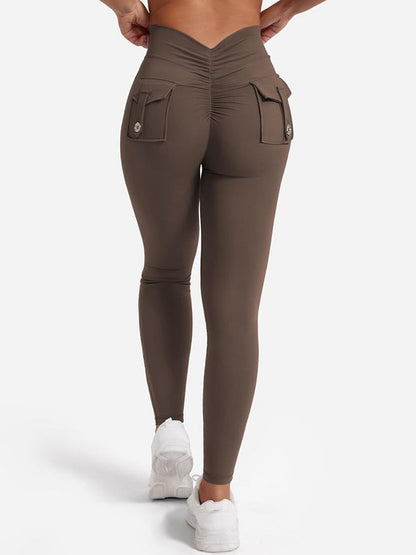 BUYCO Female Deep V Back Pocket Cargo Leggings