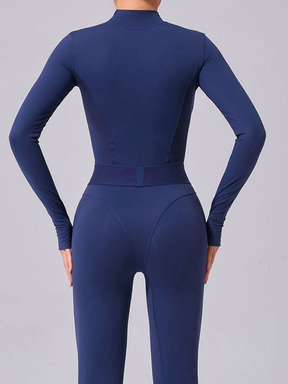 BUYCO Female Push-Up Mesh Thumbhole Zipper Jumpsuit
