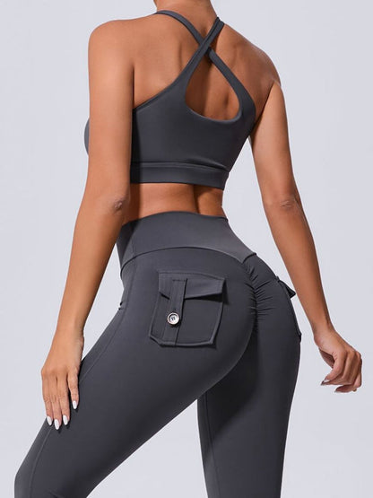 BUYCO Female Pocket Cutout Cross Back Ruched Back Tracksuit