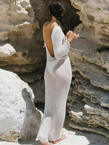 BUYCO Female Mesh Backless Cover Dress