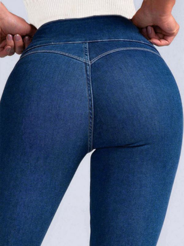BUYCO Female Denim Elastic Tight Pocket Cargo Leggings