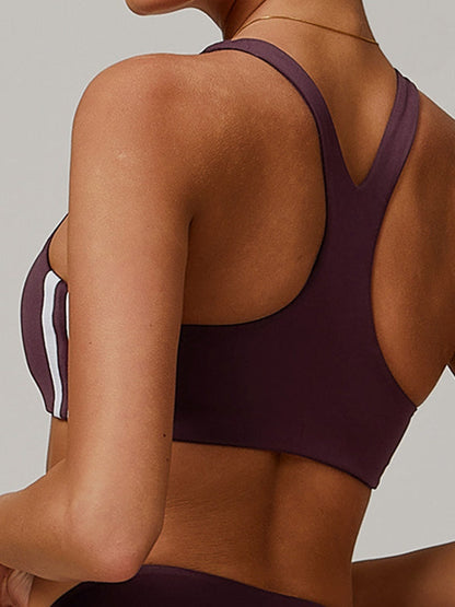 BUYCO Female Contrast Color Stripes Sports Bras