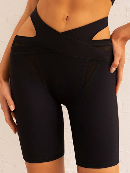BUYCO Female Ribbed Cutout Mesh Bicycle Shorts