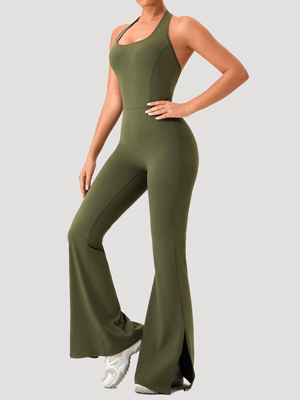 BUYCO Female Halter Flare Split Jumpsuit