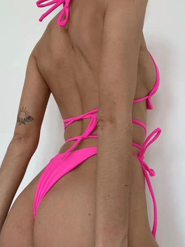 BUYCO Female Fitted Lace-up Beach Bikini Set