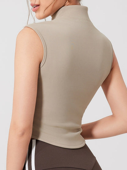BUYCO Female Fleece Stand Up Collar Zipper Tank