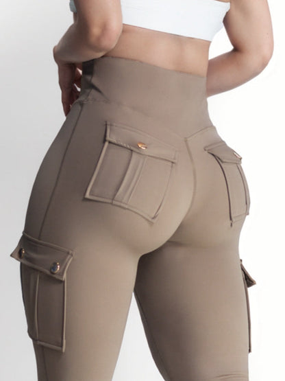 BUYCO Female Pocket High-rise Cargo Style Cropped Leggings