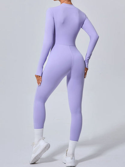 BUYCO Female Zipper Thumbhole Hip-lift Jumpsuit