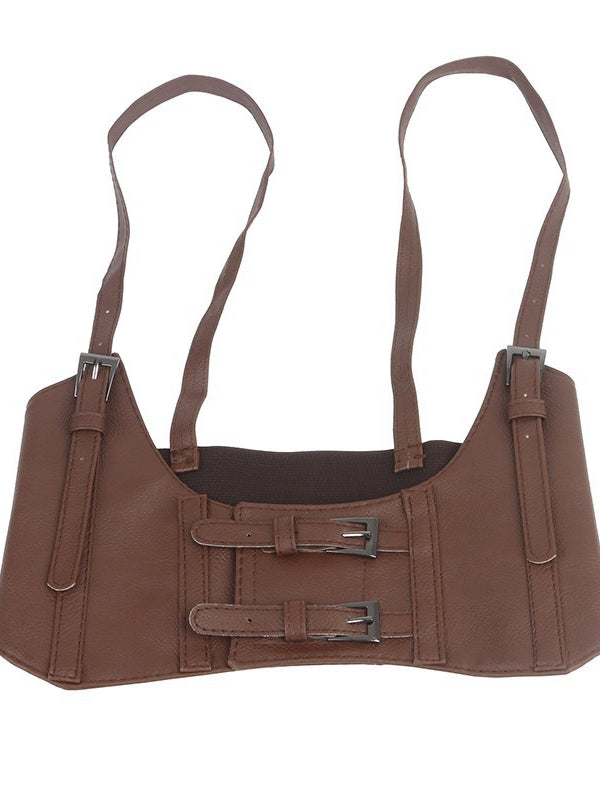 BUYCO Female Faux Leather Punk Retro Shapewear