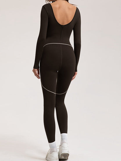 BUYCO Female Fleece Zipper Stripes Long Sleeves Jumpsuit