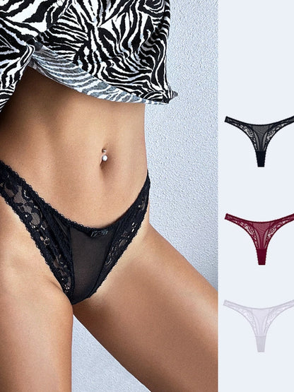 BUYCO Femal Fitted Mesh Lace T-back Panties