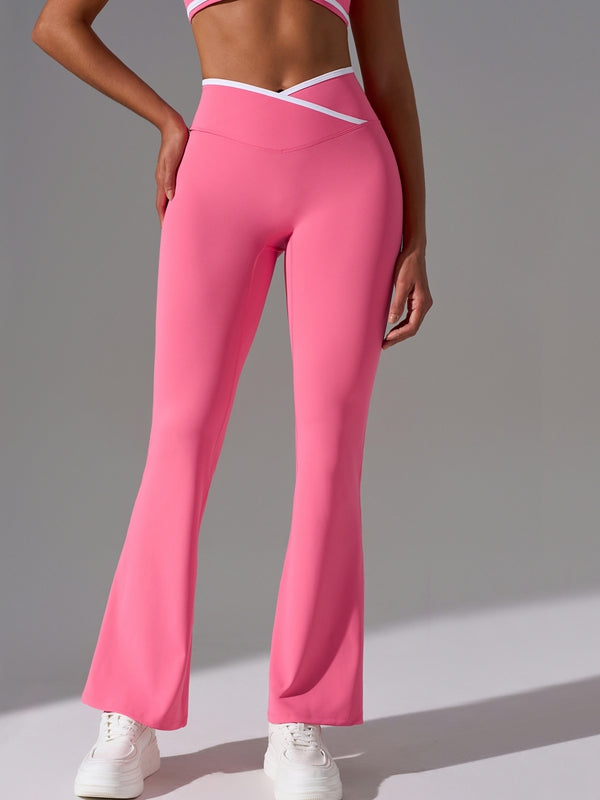 BUYCO Female Contrast Color V-shape Waist Flare Leggings