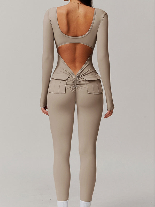 BUYCO Female Fitted Cutout Pocket Fit Cargo Jumpsuit