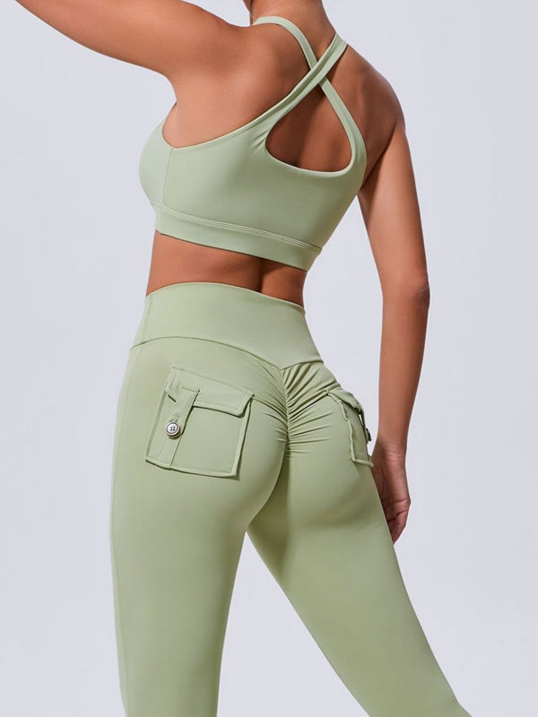 BUYCO Female Pocket Cutout Cross Back Ruched Back Tracksuit