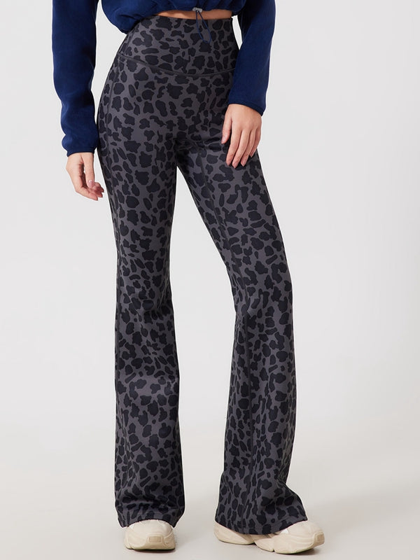 BUYCO Female Fleece Leopard Print Flare Leggings