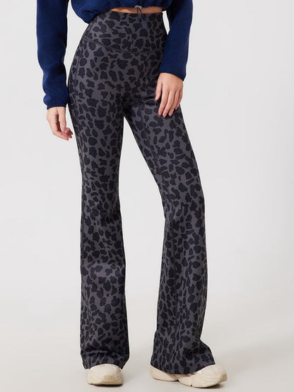 BUYCO Female Fleece Leopard Print Flare Leggings