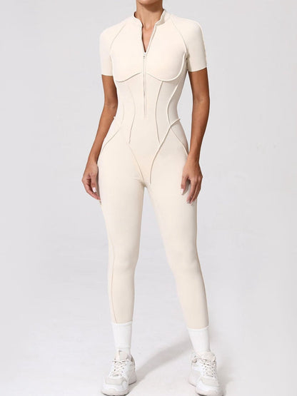 BUYCO Female Fitted Backless Zipper Ruched Back Jumpsuit