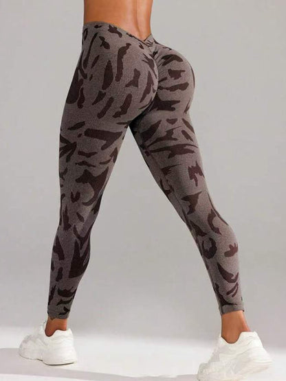 BUYCO Female Fitted Camouflage Deep V Back Ruched Back Leggings