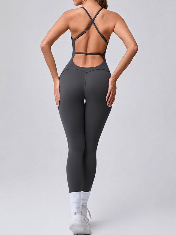 BUYCO Female Cross Back Adjustable Strap Jumpsuit