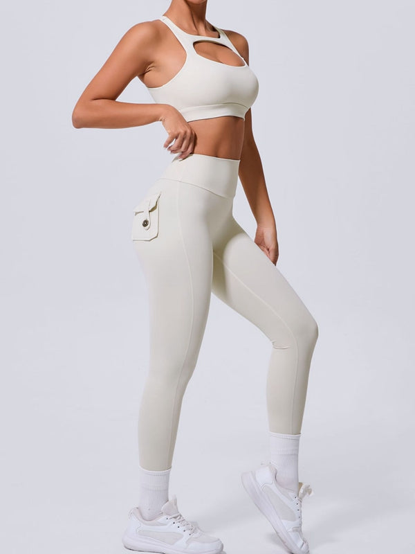 BUYCO Female Pocket Cutout Cross Back Ruched Back Tracksuit