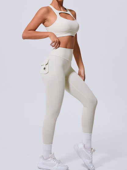 BUYCO Female Pocket Cutout Cross Back Ruched Back Tracksuit