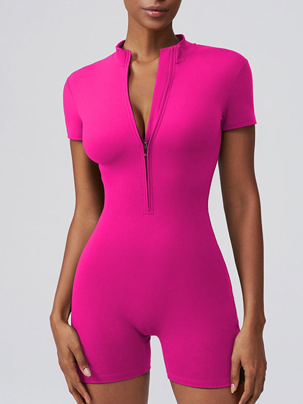 BUYCO Female Stand Collor Zipper Hip-lift Romper