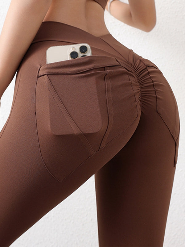 BUYCO Female Pocket Ruched Back Hip-lift Leggings