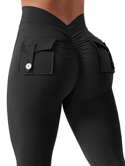 BUYCO Female Deep V Back Pocket Cargo Leggings