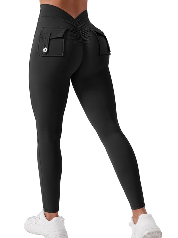 BUYCO Female Deep V Back Pocket Cargo Leggings